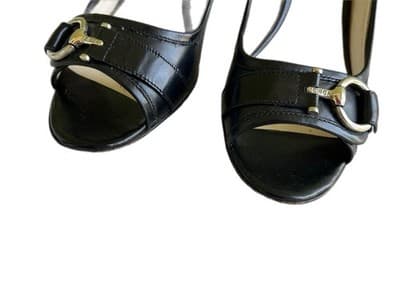 Joan & David Black Genuine Leather Heels Women’s Shoes Horsebit Old Money Silver - Thumbnail 7
