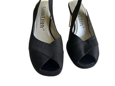 7 Vintage Y2K Black Platform Heels Shoes Women’s Sam & Libby Fabric Cloth Modern - Thumbnail 3