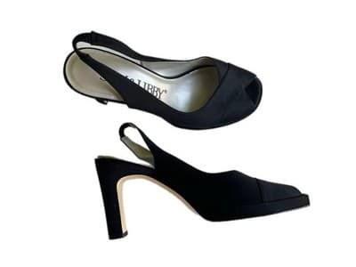 7 Vintage Y2K Black Platform Heels Shoes Women’s Sam & Libby Fabric Cloth Modern - Thumbnail 2