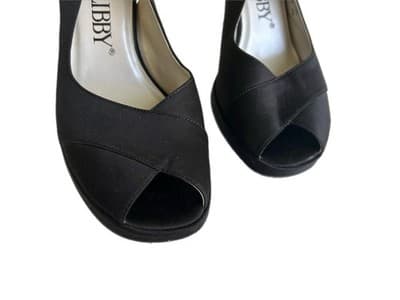 7 Vintage Y2K Black Platform Heels Shoes Women’s Sam & Libby Fabric Cloth Modern - Thumbnail 6