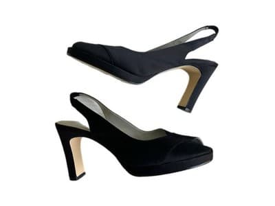 7 Vintage Y2K Black Platform Heels Shoes Women’s Sam & Libby Fabric Cloth Modern