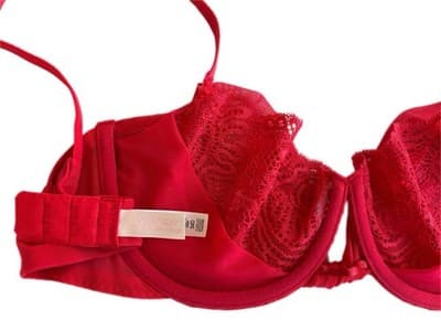 Stunning Victorias Secret Very Sexy Red Bra Chiffon 34D Push Up Without Padding - Thumbnail 4