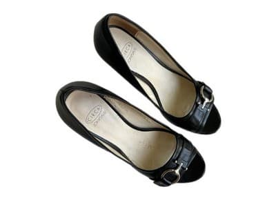 Joan & David Black Genuine Leather Heels Women’s Shoes Horsebit Old Money Silver - Thumbnail 2