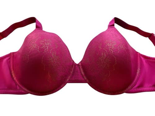 40DD Vanity Fair Wine Burgundy Bra Floral Lace Beautiful Lingerie - Thumbnail 2
