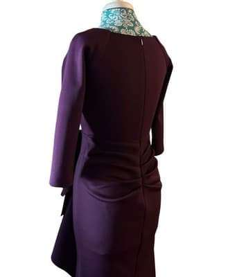 XSCAPE Size 4 Petite Purple Maxi Dress Scuba Knit Glam Evening Ruffled Long Gown - Thumbnail 8