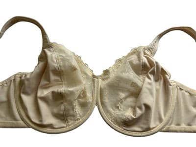 BREEZIES 46D Cream Ivory Bra Lingerie Floral Cups - Thumbnail 3