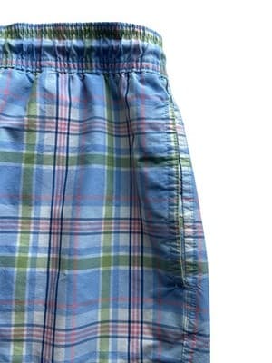 XXL Brooks Brothers Logo Swim Shorts Pink & Blue Plaid Cotton Blend Pockets - Thumbnail 5