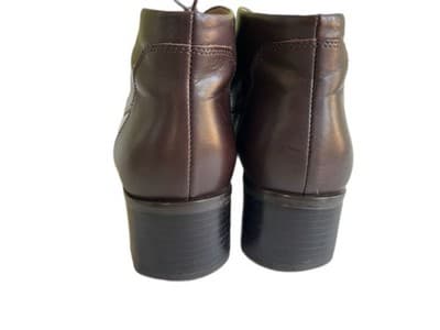 7.5 Narrow Vintage Women’s Y2K Chunky Boot Square Toe Brown Shoes Leather Boho - Thumbnail 8