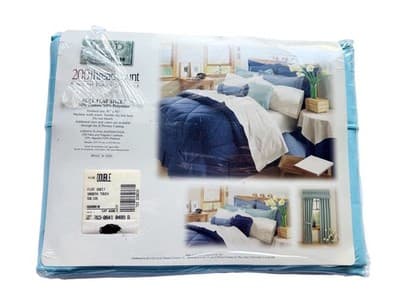 New NOS Vintage JC Penney Aqua FULL Flat Top Sheet Bedding Spring Summer - Thumbnail 3