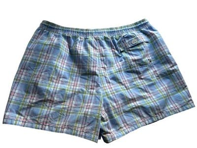 XXL Brooks Brothers Logo Swim Shorts Pink & Blue Plaid Cotton Blend Pockets - Thumbnail 4