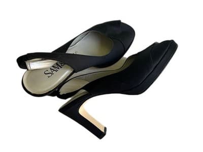 7 Vintage Y2K Black Platform Heels Shoes Women’s Sam & Libby Fabric Cloth Modern - Thumbnail 11