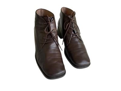 7.5 Narrow Vintage Women’s Y2K Chunky Boot Square Toe Brown Shoes Leather Boho - Thumbnail 6