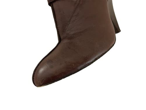 Michael Kors Logo Brown Fall Winter Leather Boho Wood Heel Boot Shoes 7.5 Ankle - Thumbnail 6