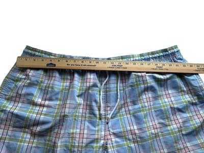 XXL Brooks Brothers Logo Swim Shorts Pink & Blue Plaid Cotton Blend Pockets - Thumbnail 6
