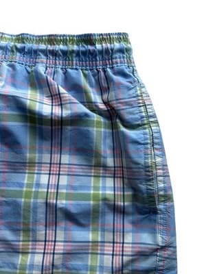 XXL Brooks Brothers Logo Swim Shorts Pink & Blue Plaid Cotton Blend Pockets - Thumbnail 3