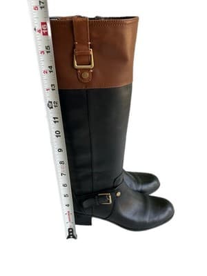 Vintage Brown & Black Tall Genuine Leather Equestrian Boots Women’s 8 Boho - Thumbnail 7