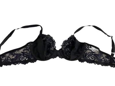 Stunning Blue & Black Scalloped Romantic Lace Wacoal Bra 36B Lingerie Coquette - Thumbnail 5