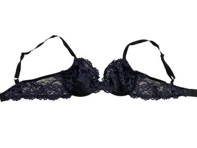 Stunning Blue & Black Scalloped Romantic Lace Wacoal Bra 36B Lingerie Coquette - Thumbnail 3