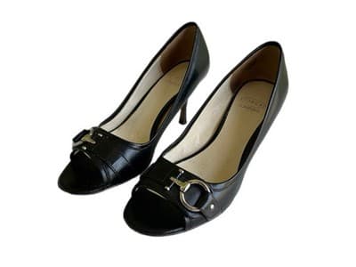 Joan & David Black Genuine Leather Heels Women’s Shoes Horsebit Old Money Silver - Thumbnail 8