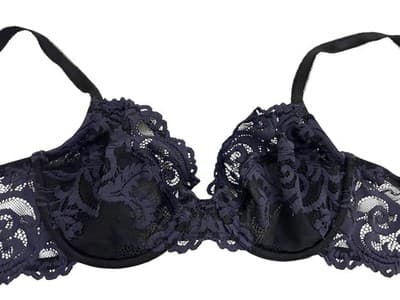 Stunning Blue & Black Scalloped Romantic Lace Wacoal Bra 36B Lingerie Coquette - Thumbnail 2