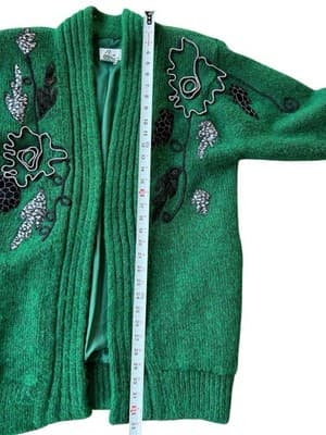Vintage 1980’s 90’s NEW WAVE MOHAIR CARDIGAN SWEATER Beaded Appliqué Avant Garde - Thumbnail 11