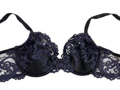 Stunning Blue & Black Scalloped Romantic Lace Wacoal Bra 36B Lingerie Coquette - Thumbnail 4