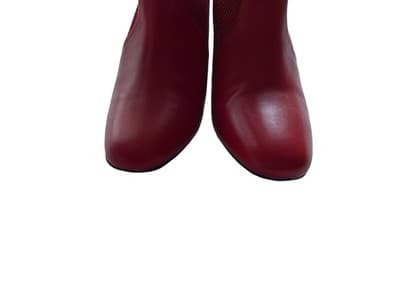 Size 8 Red Ankle Boots Chunky Block Heel Modern Rockabilly Shoes Heels Retro - Thumbnail 3