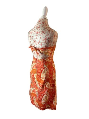 Vintage Y2K Moda International Dress 6 Coral Tie Back Boned Corset Bodice Retro