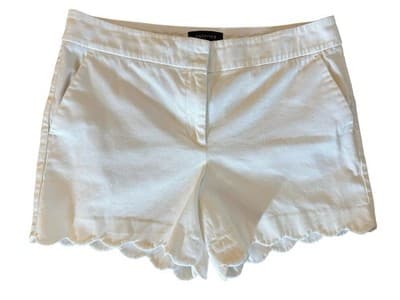 Size 12 Talbots White Women’s Cotton Spandex Scalloped Shorts Spring Summer