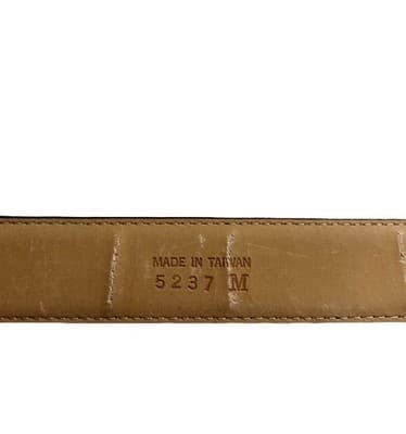 Sz M Vintage 1990’s Black Textured Belt Ornate Gold Buckle Old Money Elegant - Thumbnail 8