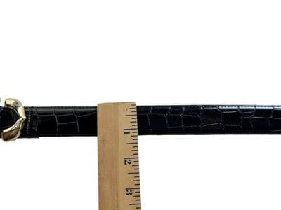 Sz M Vintage 1990’s Black Textured Belt Ornate Gold Buckle Old Money Elegant - Thumbnail 4