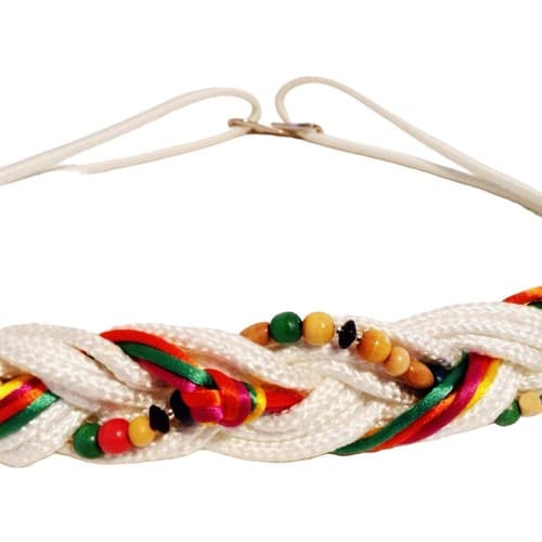 Vintage Belt 1980’s Retro Beaded Braided Rainbow Colors Preppy Yellow Pink Green