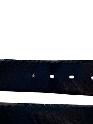 Sz M Vintage 1990’s Black Textured Snakeskin Belt Square Gold Buckle Old Money - Thumbnail 8