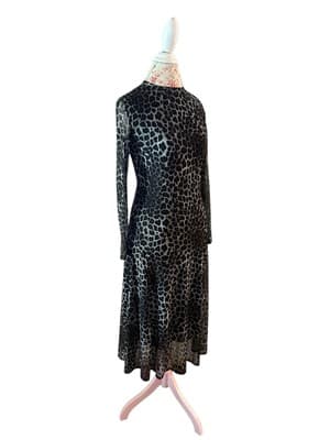 Vintage Y2K Leopard NWT Stretchy Cheetah Snake Black Brown Fitted Sexy Dress M - Thumbnail 2