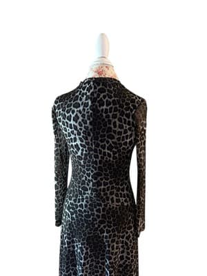 Vintage Y2K Leopard NWT Stretchy Cheetah Snake Black Brown Fitted Sexy Dress M - Thumbnail 8