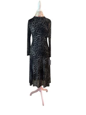 Vintage Y2K Leopard NWT Stretchy Cheetah Snake Black Brown Fitted Sexy Dress M - Thumbnail 11