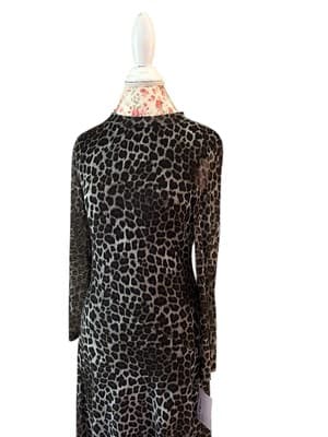 Vintage Y2K Leopard NWT Stretchy Cheetah Snake Black Brown Fitted Sexy Dress M - Thumbnail 10