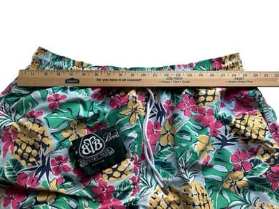 XL Men’s Brooks Brothers Logo Swim Shorts Country Club Tropical Pockets With Bag - Thumbnail 4