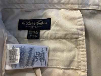 40 X 30 BROOKS BROTHERS Chino Khaki Pants Mens Slacks Advantage Clark Fit Beige - Thumbnail 5