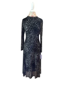 Vintage Y2K Leopard NWT Stretchy Cheetah Snake Black Brown Fitted Sexy Dress M - Thumbnail 12