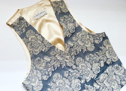 Vintage Women’s Blue Vest By Carol Antone Shabby Romantic Chic Brocade Satin M