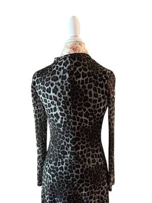 Vintage Y2K Leopard NWT Stretchy Cheetah Snake Black Brown Fitted Sexy Dress M - Thumbnail 7