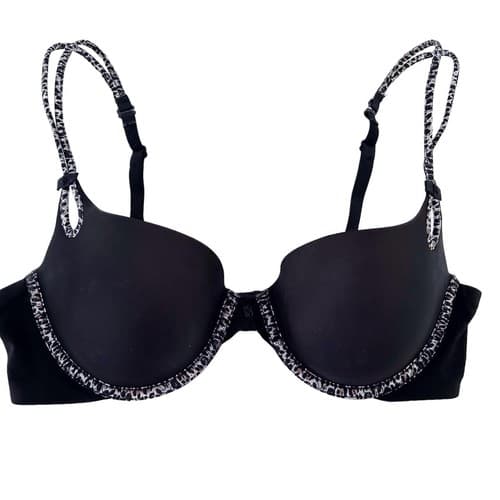 Victorias Secret Black Bra 34C Sexy Little Things Leopard Lingerie Smooth Cups - Thumbnail 2