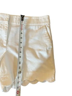 Size 12 Talbots White Women’s Cotton Spandex Scalloped Shorts Spring Summer - Thumbnail 5