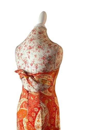Vintage Y2K Moda International Dress 6 Coral Tie Back Boned Corset Bodice Retro - Thumbnail 2