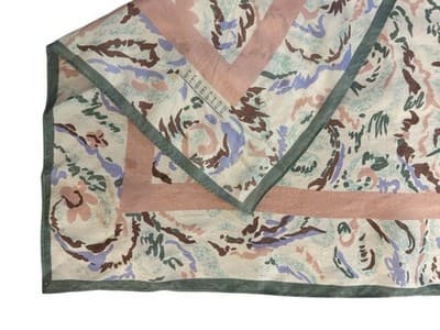 Vintage Georgiou Scarf Long Silk Peach Watercolors Gray Pastels Abstract Purple - Thumbnail 13