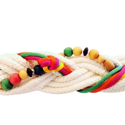 Vintage Belt 1980’s Retro Beaded Braided Rainbow Colors Preppy Yellow Pink Green - Thumbnail 2