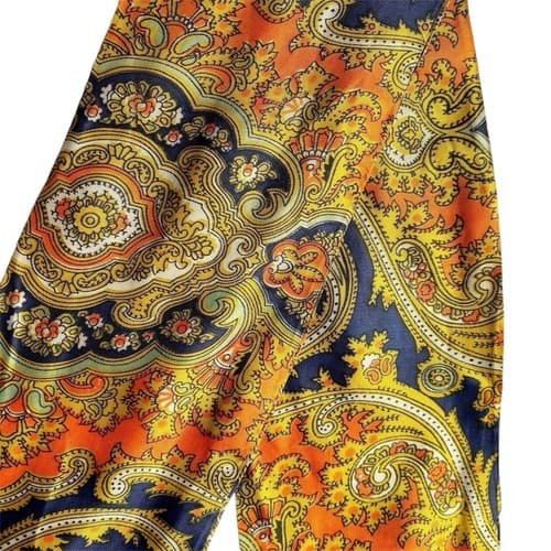 Vintage 1960s Mod Orange & Gold Scarf Baroque Regency Mid Century Navy Blue Sash - Thumbnail 3