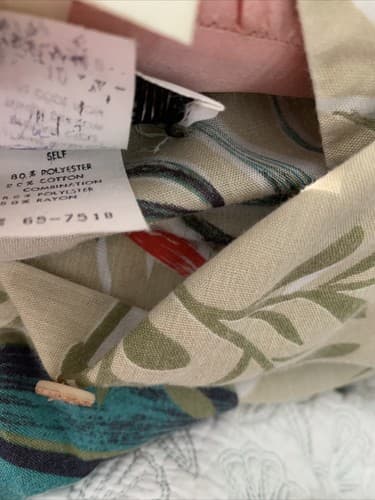 Vintage 1980’s Dress Tropical Safari Culottes Skirt Pants Khaki Leaf Puff Sleeve - Thumbnail 8