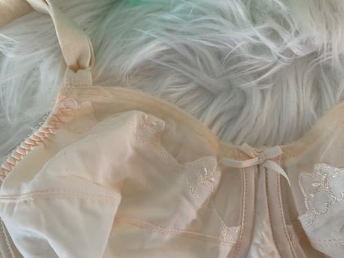 36C Bali Bra Nude NWT Floral Scalloped Cups Sheer Chiffon Accents - Thumbnail 3